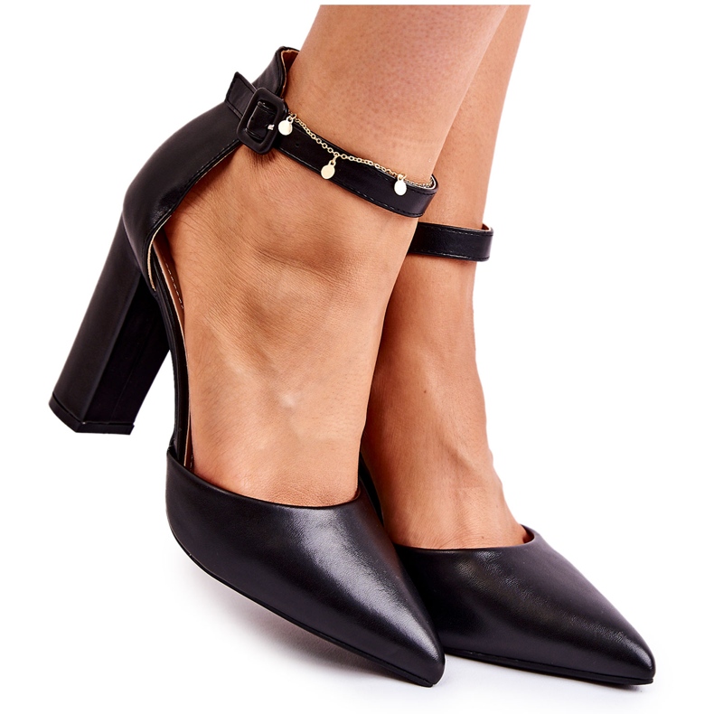WS1 Zapatos De Salón De Piel Con Tacón Alto Negro Salira