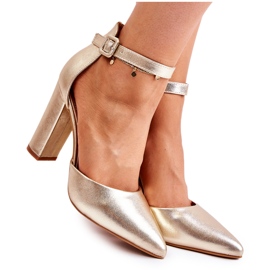 WS1 Zapatos De Salón De Piel Sobre Un Alto Pilar De Salira Dorada dorado