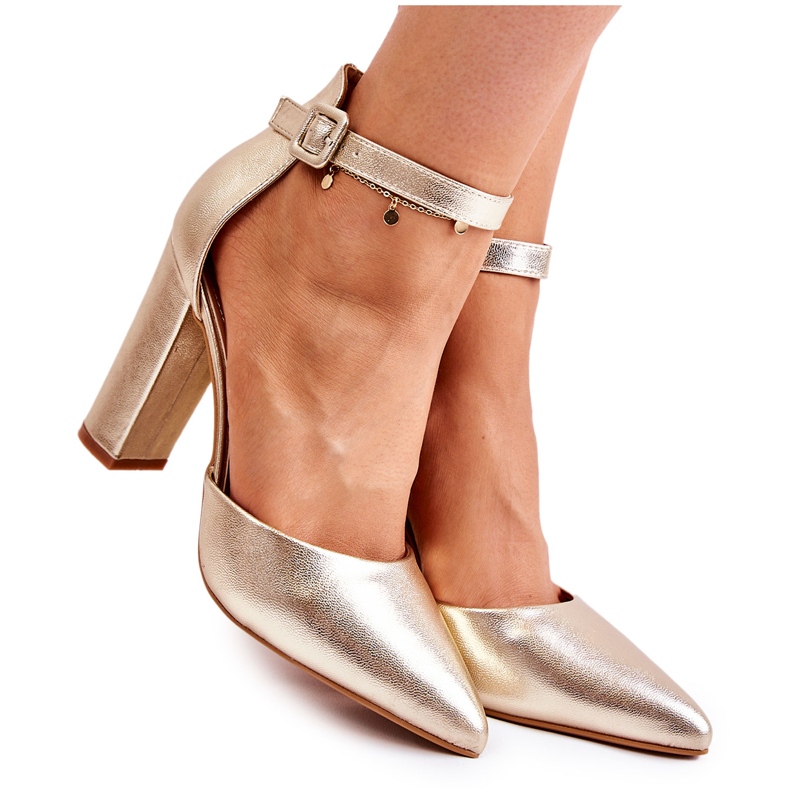 WS1 Zapatos De Salón De Piel Sobre Un Alto Pilar De Salira Dorada dorado