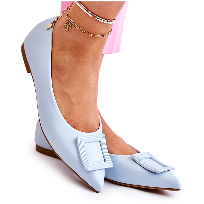 WS1 Bailarinas De Piel Con Adorno Simone Spitz Azul WS1 Bailarinas De Piel Con Adorno Simone Spitz Azul