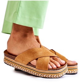 PG1 Pantuflas De Mujer De Ante En La Plataforma Camel Jossie marrón