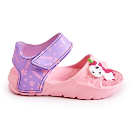 WJ1 Sandalias ligeras infantiles con adornos en rosa y morado trusty violeta rosado