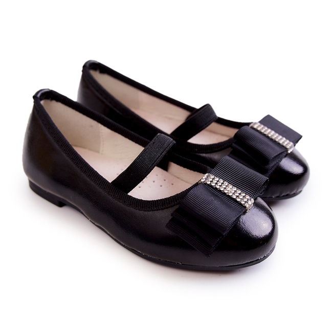 S.Barski Bailarinas Infantiles De Piel Con Lazo Decorativo Negro Claril