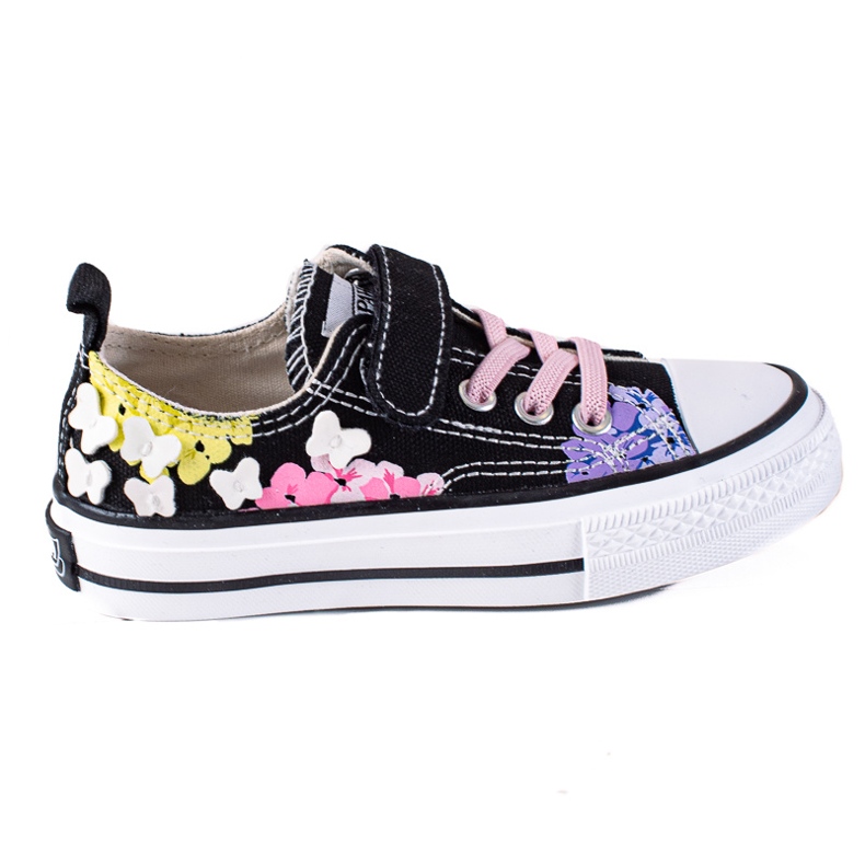 Deportivas bajas Shelovet para niños con flores negras negro multicolor Deportivas bajas Shelovet para niños con flores negras negro multicolor