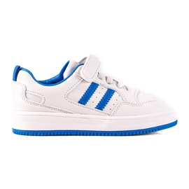 Deportivas para niños Shelovet de piel ecológica en color blanco y azul Deportivas para niños Shelovet de piel ecológica en color blanco y azul