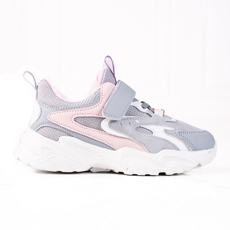 Zapatillas Shelovet para niños con suela gruesa, gris claro. rosado