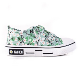 Deportivas infantiles Shelovet con flores verdes ['blanco', 'verde', 'amarillo']
