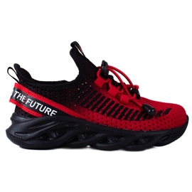 Deportivas infantiles Vico, material bicolor negro rojo