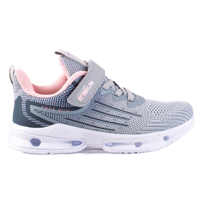 Zapatillas de niña Vico, tela gris rosado