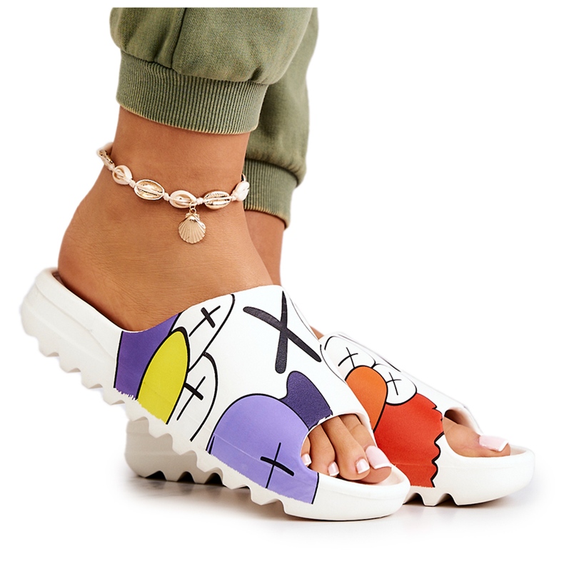 Flip de goma -flops con estampado blanco