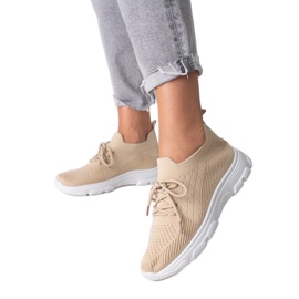 Deportivas mujer Shelovet con cordones beige