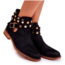 WS1 Botas de mujer con chorros en un tacón plano Negro Larino WS1 Botas de mujer con chorros en un tacón plano Negro Larino