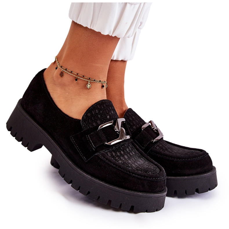PL5 Mocasines negros de gamuza de moda Rayhan