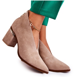 Botines Piel Tacón Alto Laura Messi Beige Claro 2344