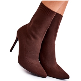 WS1 Botas Altas De Mujer Con Calcetín Y Tacón De Aguja Luisell Marrón