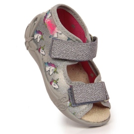 Zapatillas velcro con unicornio Befado Jr BEF13B gris