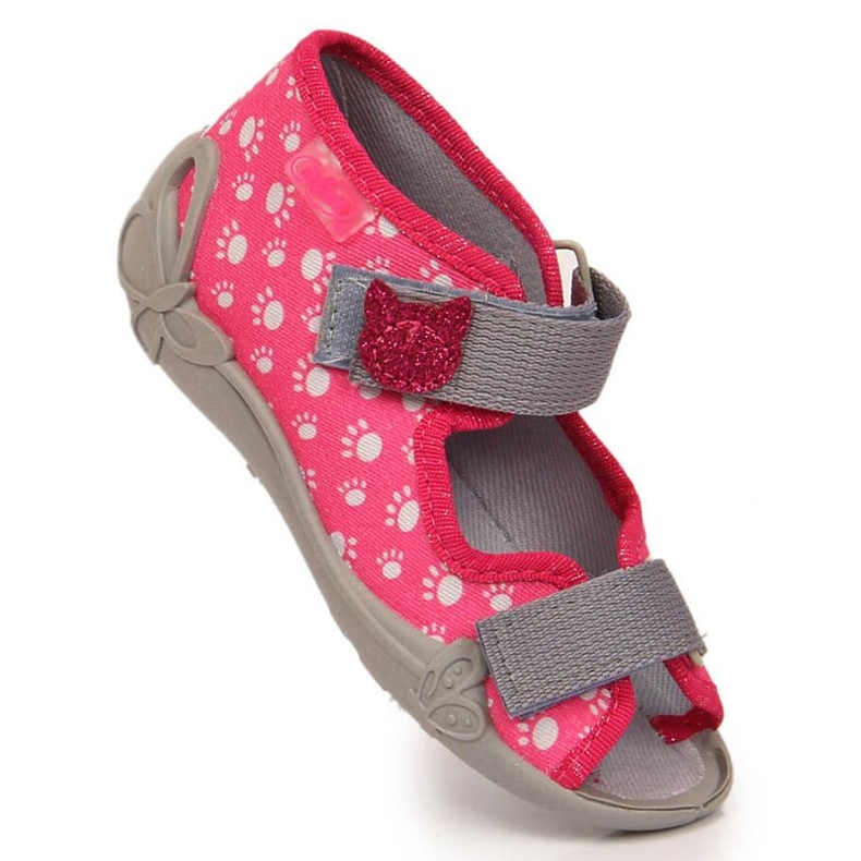 Zapatillas casa con velcro y gato en Befado Jr BEF9C rosa rosado
