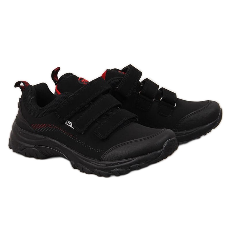 American Club W AM838A Velcro Zapatos trekking negro-rojo