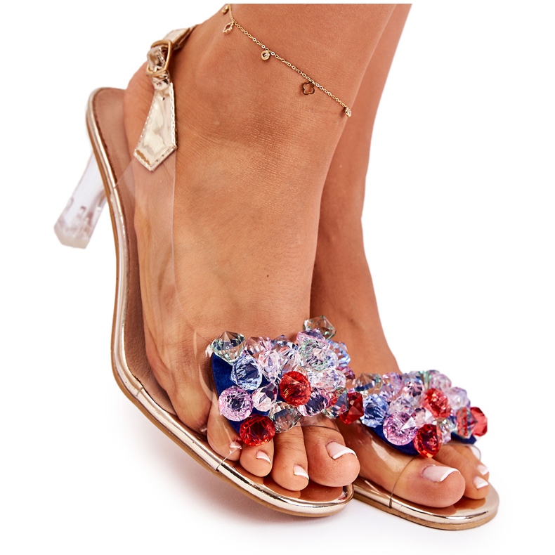S.Barski Sandalias Elegantes Con Cristales Lanette Dorados multicolor