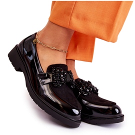 S.Barski Zapatos Brogue De Mujer Lacados Con Lazo Negros Laurent