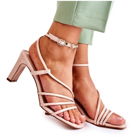 WS1 Sandalias Clásicas Lacadas Con Tacón Alto Beige Milani