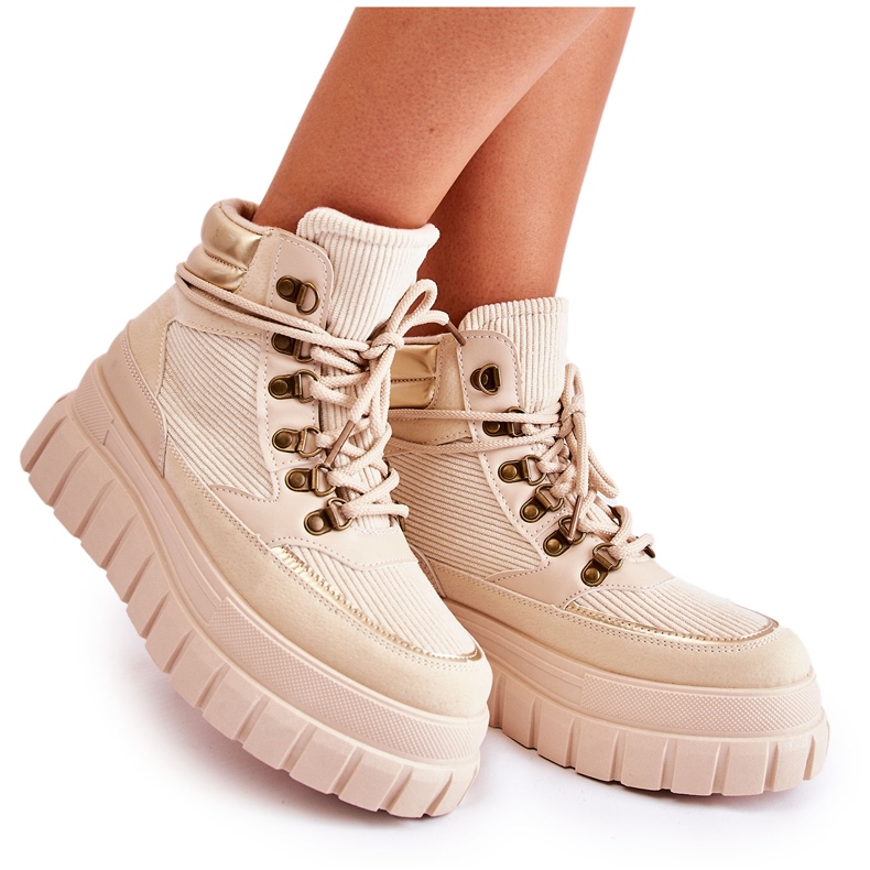 FB3 Botines De Mujer De Moda Beige Magnific FB3 Botines De Mujer De Moda Beige Magnific