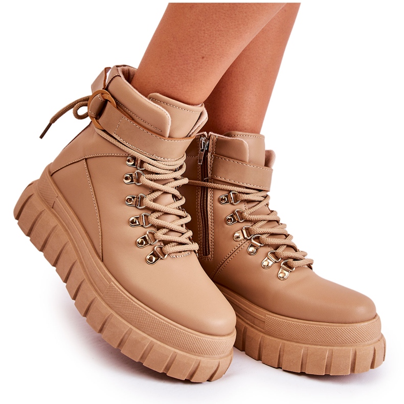 FB3 Botines Mujer Moda Beige La Blanca