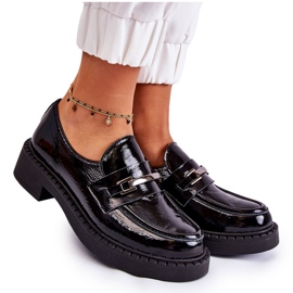 Zapatos Lacados Con Adorno Plata Negro Hestill