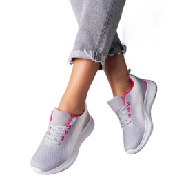 Deportivas de mujer Shelovet con cordones en blanco y gris