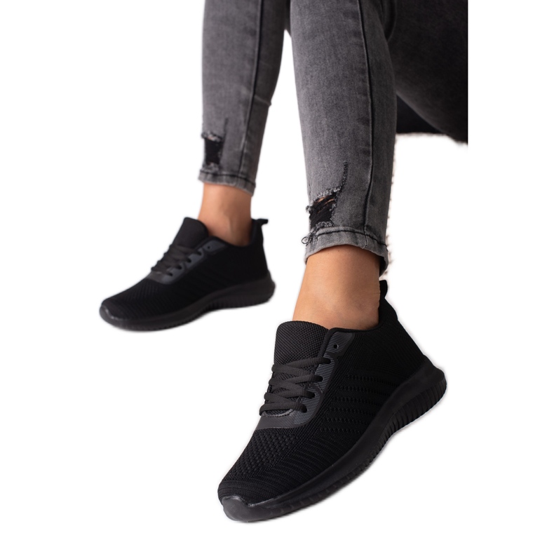 Shelovet zapatillas mujer cordones negro