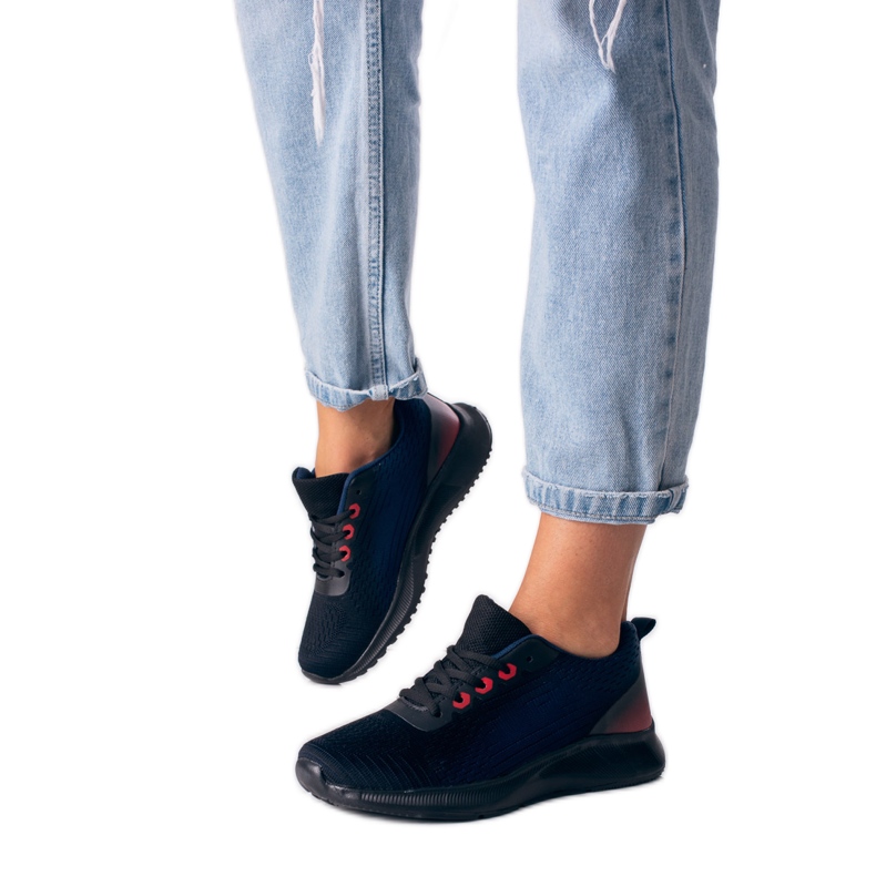 Deportivas deportivas mujer Shelovet con cordones azul marino y negro