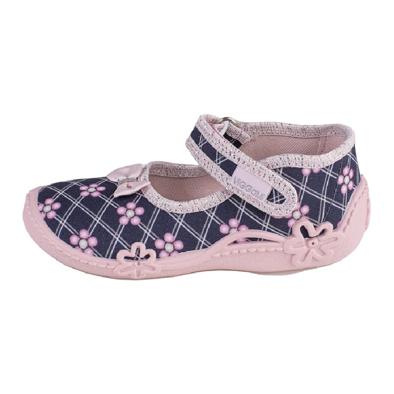 Pantuflas niña Viggami estampado Inka azul marino rosado