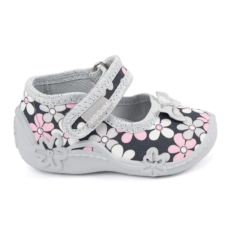 Zapatillas casa niña Zosia Viggami flores gris
