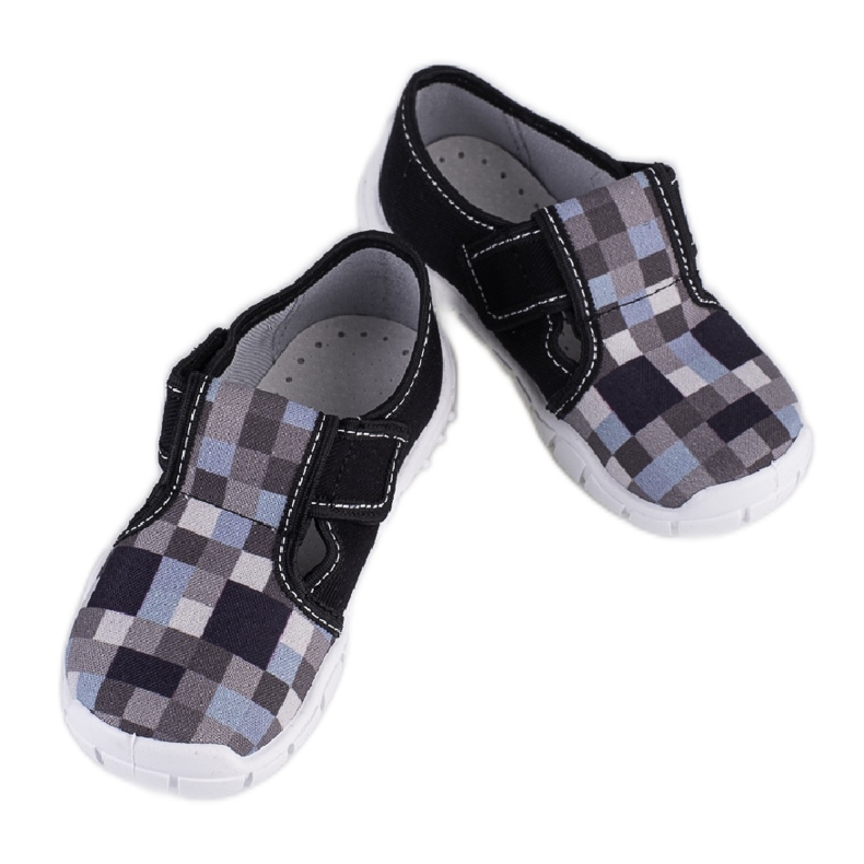 Pantuflas niño Viggami Dominik check azul gris Pantuflas niño Viggami Dominik check azul gris