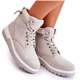 Botines de cuero en la plataforma gris ressa