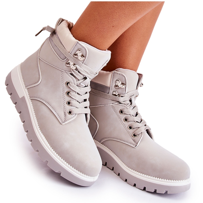 Botines de cuero en la plataforma gris ressa