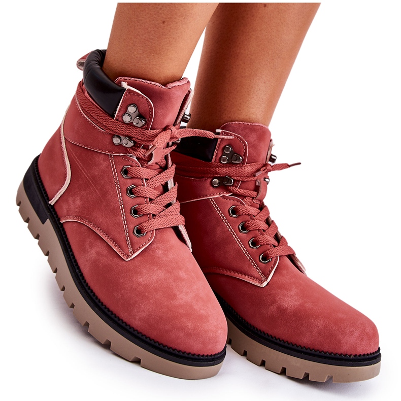 Botines De Cuero En La Plataforma Red Ressa rojo