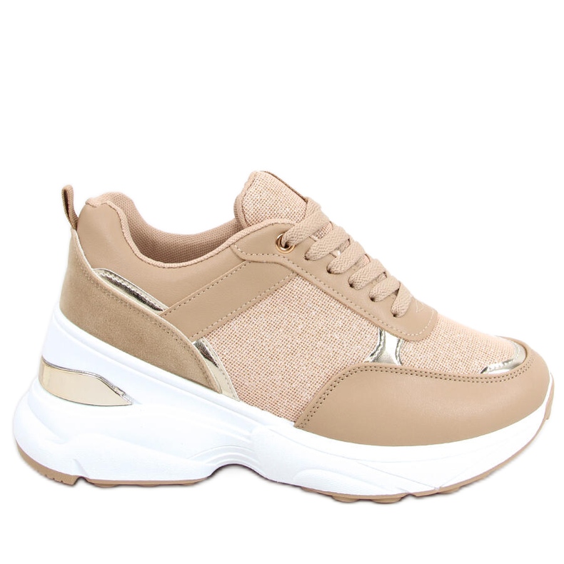 Zapatos deportivos en un tacón de cuña Dafne Khaki oculto beige