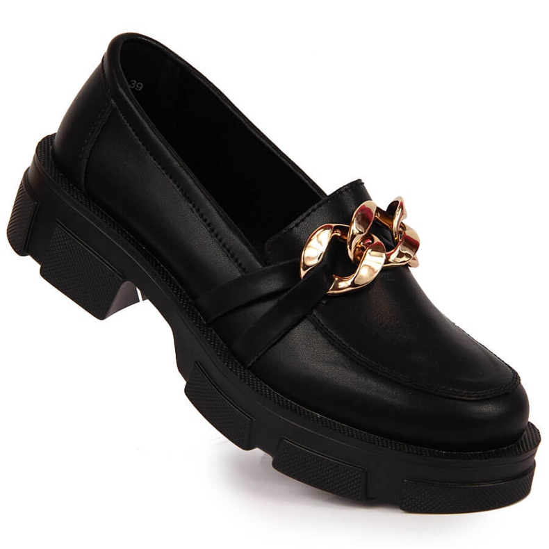 Zapatos de mujer en piel negra con cadena Filippo negro
