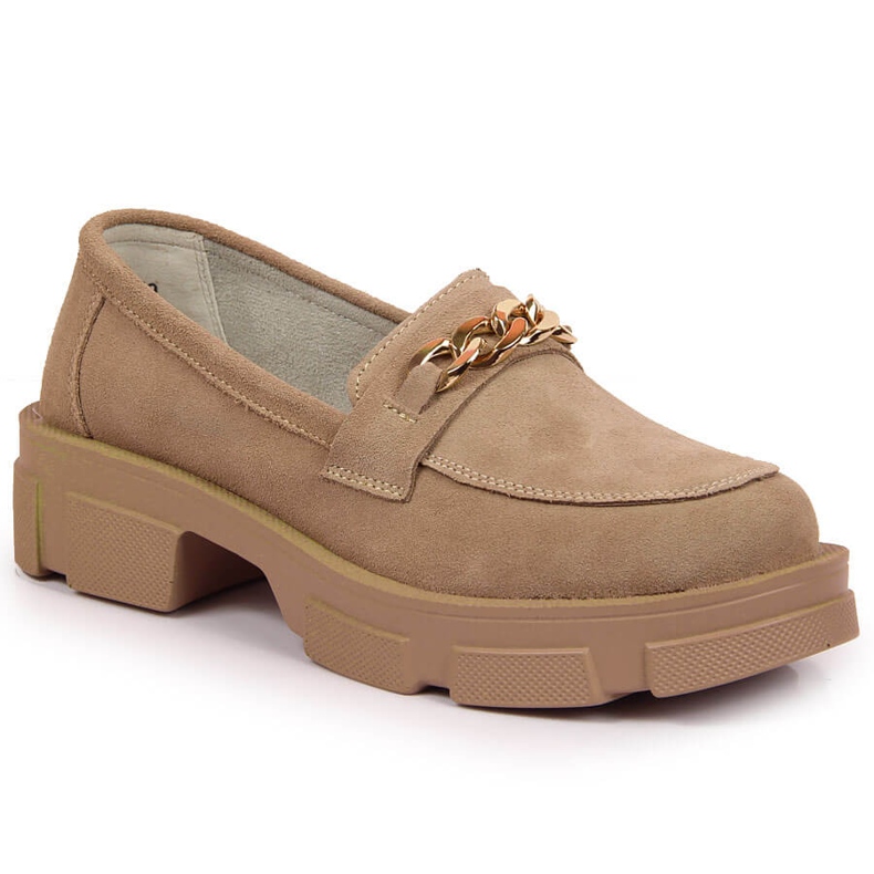 Zapatos mujer de piel con cadena beige Filippo