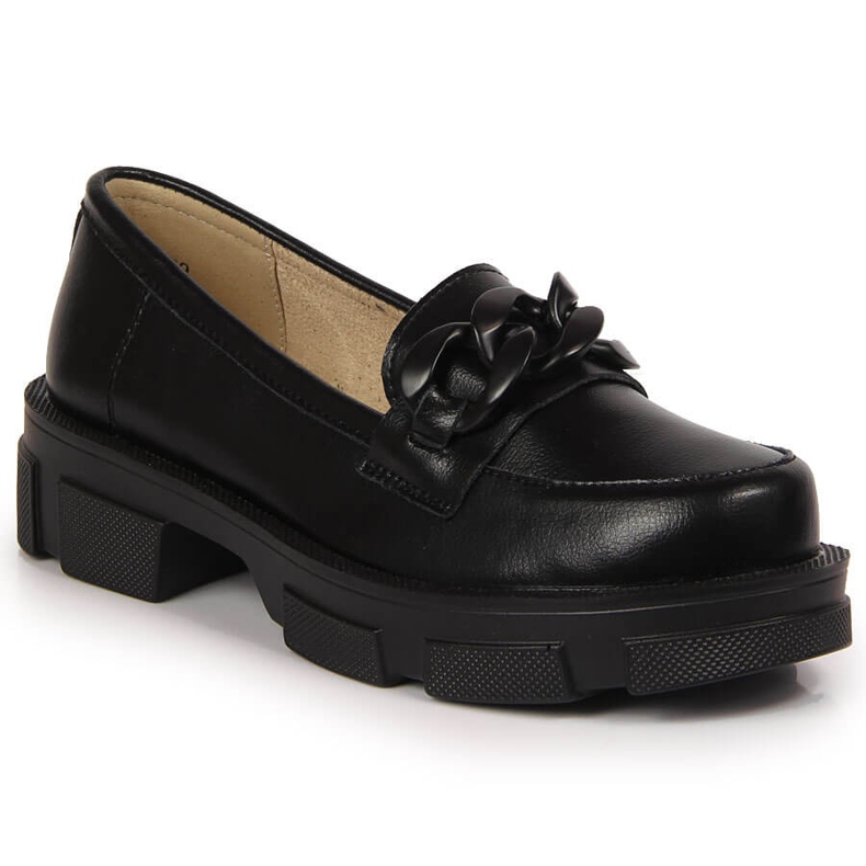 Zapatos de mujer en piel negra con cadena Filippo negro