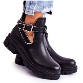 PG1 Botas Mujer Ecopiel Con Tachuelas Negro Clares