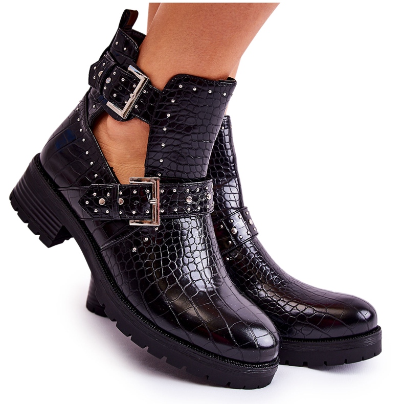 PG1 Botines Mujer Con Recortes Negro Santhana