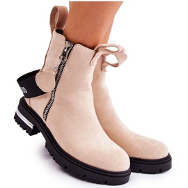 Botas cálidas de mujer con cremallera Beige Calvaro
