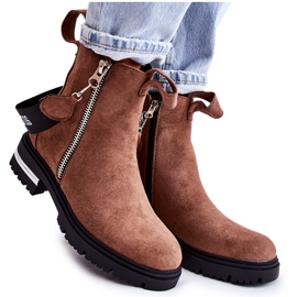 Botas cálidas de mujer marrones con cremallera Calvaro marrón