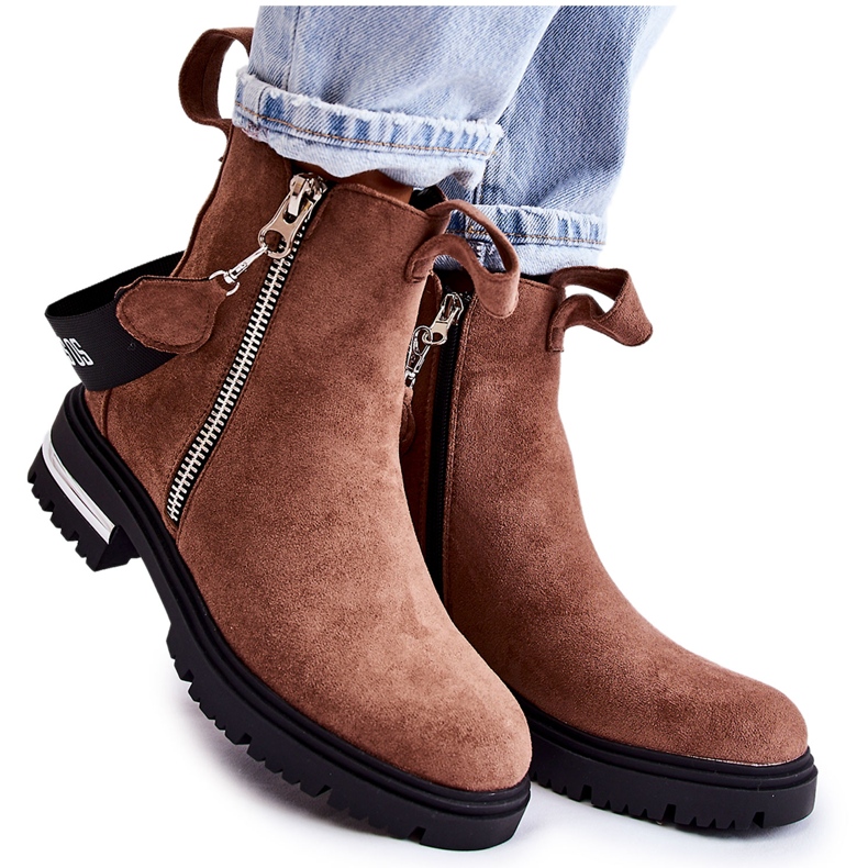 Botas cálidas de mujer marrones con cremallera Calvaro marrón