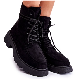 Botas Mujer Ante Atadas Negro Vanita