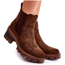 PS1 Cálidas botas de mujer con cremallera en marrón Lenaris caqui