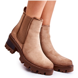 PS1 Botas cálidas de mujer con cremallera Beige Lenaris marrón