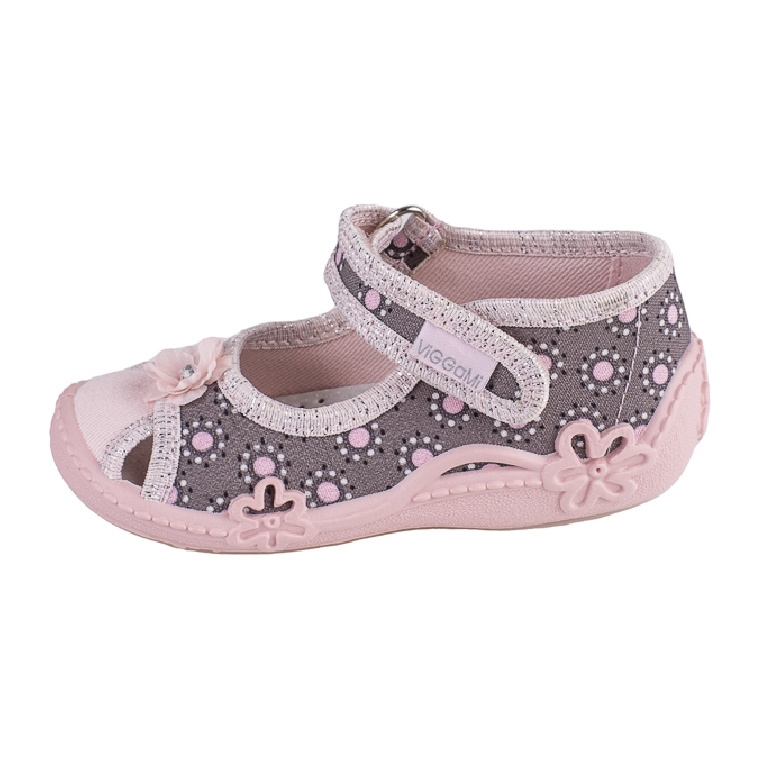 Pantuflas de niña Viggami Milenka estampado rosado gris